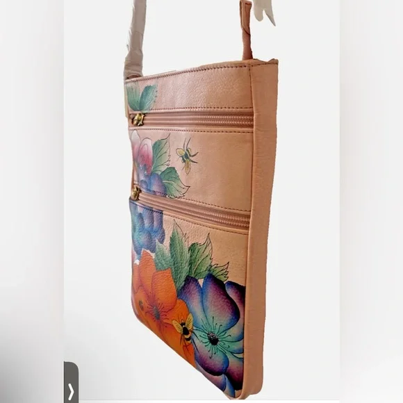 ANUSCHKA RFID Top Zip Travel Crossbody PARADISE FOUND PINK NWT! - Picture 6 of 16